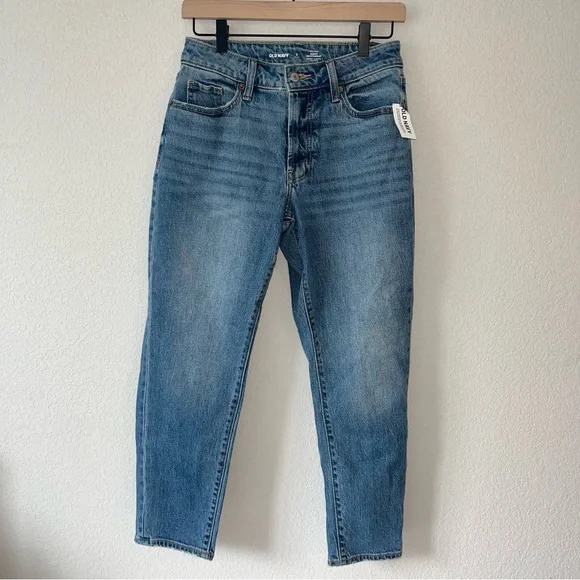 Old Navy Blue High Rise Curvy OG Straight Jeans - Picture 2 of 5